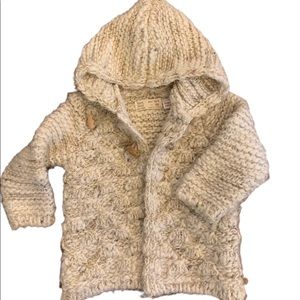 ZARA Brand Wool Knit Coat/Sweater with Wooden Toggles.